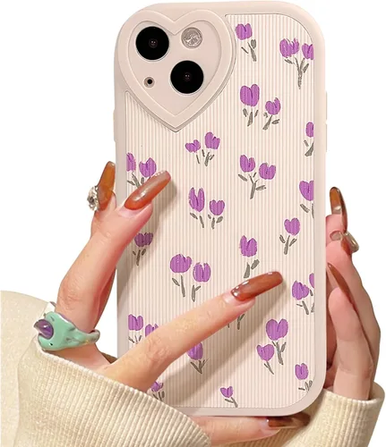 Vista 16 de Lovmooful Funda para iPhone 13 con diseño de oso lindo floral con lente de flor (Bear Flower)
