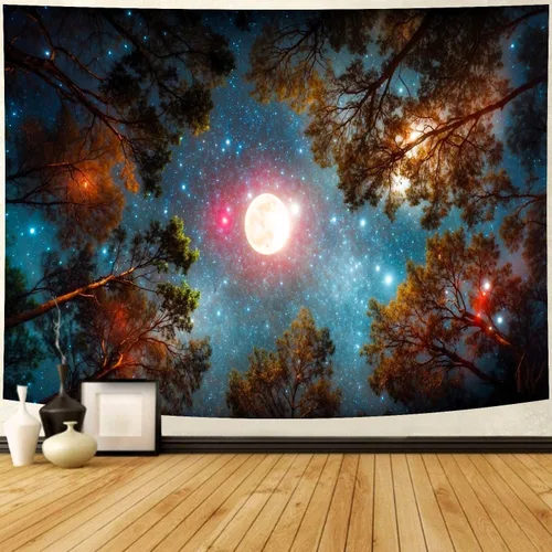 Vista 8 de Delur Tapiz de mariposa y luna, flores, botánico, floral, bohemio, tapiz para colgar en la pared, mandala estético, hongo, retro, vintage, cabecero