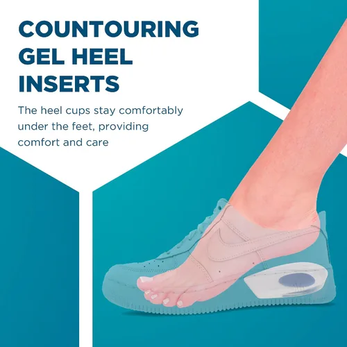 Vista 8 de Taloneras para tendinitis de Aquiles y fascitis plantar - Paquete de 6 plantillas de gel para zapatos para alivio del dolor de talón, soporte