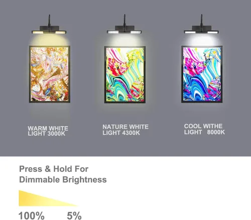 Vista 4 de BIGLIGHT - Luz LED inalámbrica a pilas para cuadros, con control remoto, cabezales de luz giratorios con 3 modos de iluminación; lámpara