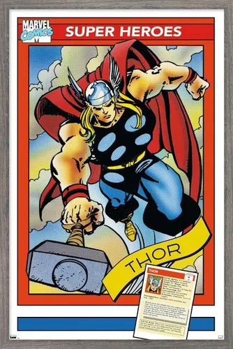 Vista 8 de Trends International Marvel Trading Cards - Póster de pared de Thor, 22.375 x 34 pulgadas, versión premium sin marco