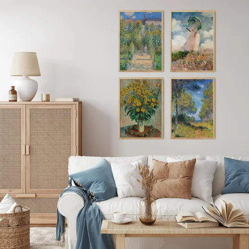 Vista 4 de Claude Monet - Juego de 4 pinturas artísticas famosas obras de arte de pared para dormitorio, póster de arte impresionista Pósteres estéticos