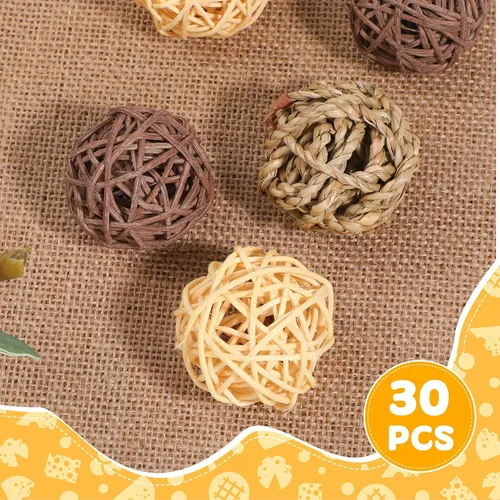 Vista 7 de Paquete de 30 juguetes de conejillos de indias, bolas masticables de animales pequeños, bolas de juego para animales pequeños, juguetes masticables