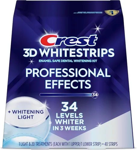 Vista 9 de Crest 3D Whitestrips Efectos Profesionales + Luz LED – Kit de blanqueamiento de dientes, 1 luz + 20 tratamientos, cada uno con 1 superior/1