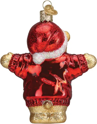 Vista 2 de Old World Christmas - Oso de vidrio soplado "Te quiero más", adorno para árbol de Navidad, decoración festiva hecha a mano, colección del Día de San