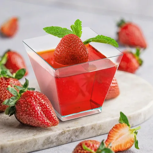 Vista 4 de 100 tazas de postre de plástico de 4 onzas con cucharas, desechables
