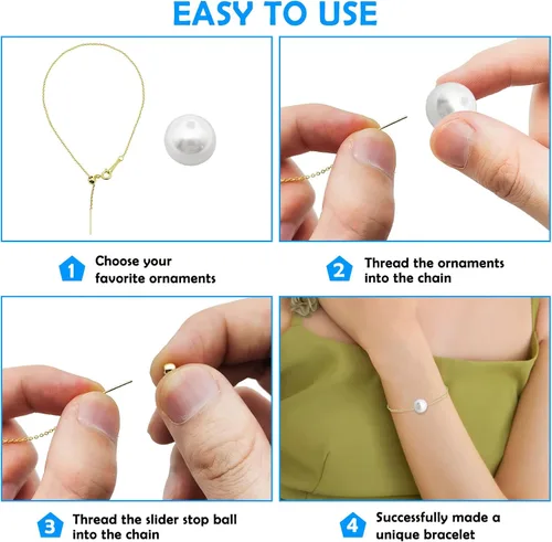 Vista 3 de 3 pulseras ajustables para hacer joyas, 3 colores, cadenas extensoras deslizantes de latón ajustable, pulsera ajustable para mujeres y niñas