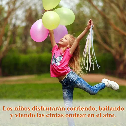 Vista 7 de DILIMI Juguetes sensoriales de cometa con cinta de mano, paquete de 2 juguetes de aprendizaje Montessori de mano, arcoíris nube Arco iris claro