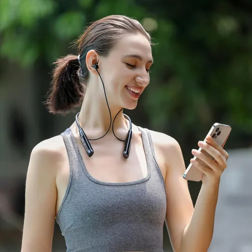 Vista 7 de Kinobo - Auriculares Bluetooth con tira para el cuello, Bluetooth 6.0, 120 horas de reproducción, resistencia al agua IPX7, auriculares deportivos