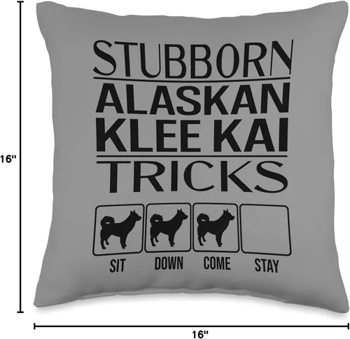 Vista 4 de Stubborn Alaska Klee Kai Tricks, Funny Alaska Klee Kai Throw Pillow