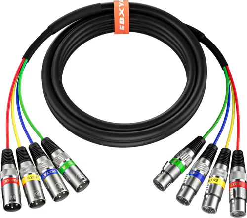 Vista 14 de EBXYA Cables XLR de serpiente de 3 pies de 4 colores, cable de micrófono XLR macho a hembra de 4 canales, para grabación en vivo, estudios