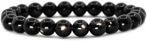 Vista 6 de Justinstones Gem - Pulsera elástica de cuentas redondas de piedras semipreciosas de 8 mm, unisex, de 17.78 cm Turmalina negra de grado A