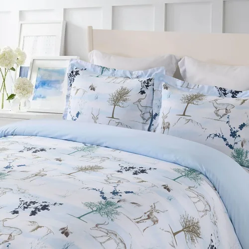 Vista 2 de Royal Hotel Bedding Funda de edredón de algodón de 2 piezas con diseño de ciervos cervatillos alpinos (juego de funda de edredón) 100% algodón