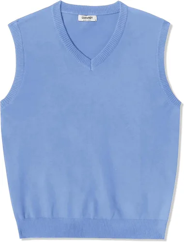 Vista 6 de COOFANDY Suéter sin mangas para hombre, chaleco con cuello en V, jersey de algodón sólido Azul claro