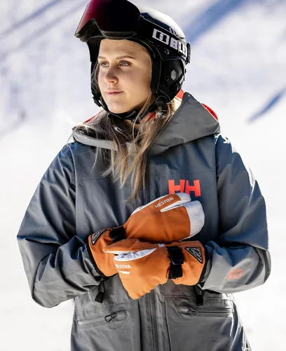Vista 6 de Hestra Guante Unisex Powder Gauntlet de 3 Dedos, Aislado, Guantes de Cuero Resistentes al Viento para Esquí Alpino y Uso Diario para Hombres
