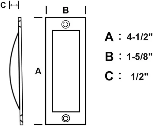 Vista 2 de QCAA Tirador rectangular de zinc fundido a presión, 1-5/8"x4-1/2, níquel satinado, paquete de 2, fabricado en Taiwán