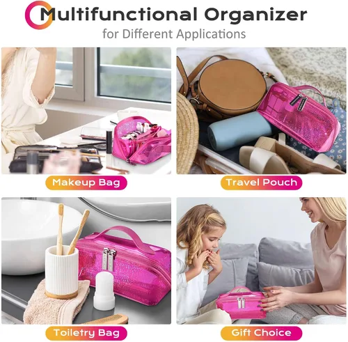 Vista 7 de BYOOTIQUE AW 420D - Neceser de viaje de nailon transparente, portátil, ligero, transparente, organizador de almacenamiento de cosméticos, piscina
