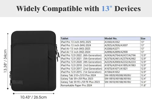 Vista 2 de TiMOVO Funda para Tablet de 13 Pulgadas con Correa para Hombro para iPad Air 13" M3 2025, iPad Pro 13"/12.9", Galaxy Tab S9 Plus/S10+/S10 Plus/S9