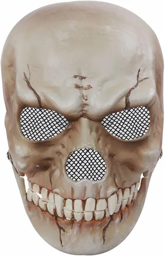 Vista 7 de NewL Máscara de calavera de terror con mandíbula movible para hombres 2024 Casco de cosplay aterrador de Halloween