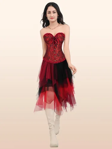 Vista 5 de Zhitunemi Tops de corsé renacentista para mujeres corsés blancos trajes de Halloween de talla grande - Ren Faire para el festival del Renacimiento
