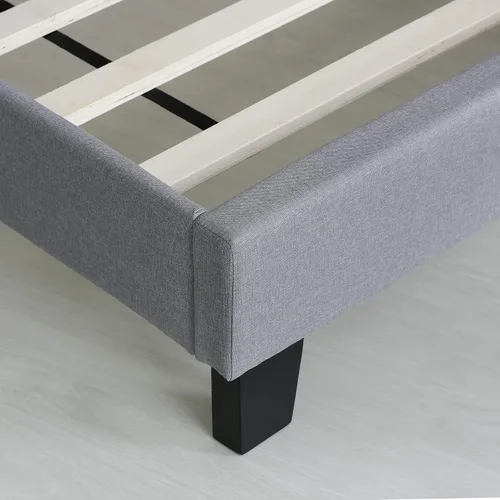 Vista 5 de Furinno Laval Marco de Cama Plataforma Tapizado con Botones Penachos, Individual, Glacier