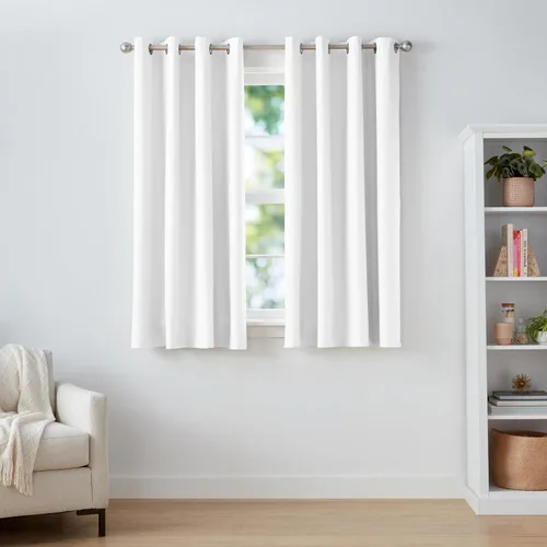 Vista 14 de Amazon Basics Cortina de ventana opaca bloqueadora de luz para oscurecer la habitación con 2 paneles con ojales, para sala de estar y dormitorio, 52