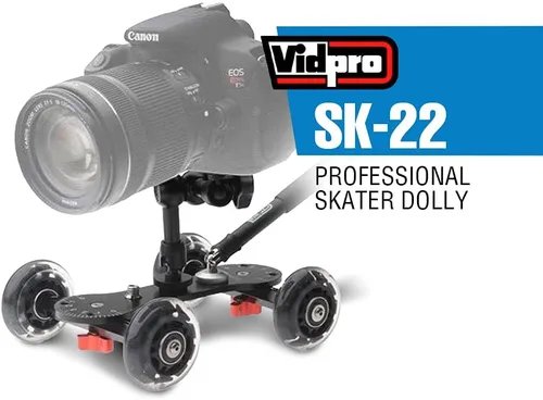Vista 2 de Vidpro SK-22 Carrito Profesional para Patinaje - Deslizador Rodante para Cámaras DSLR y Videocámaras Ideal para Tomas a Bajo Nivel y Paneo