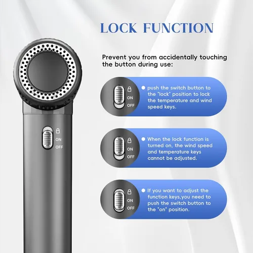 Vista 5 de Secador de Pelo Iónico Profesional Natrial con Difusor para Cabello Rizado, Secador de Soplado de Alta Velocidad de 1600W y 110000RPM para Mujeres