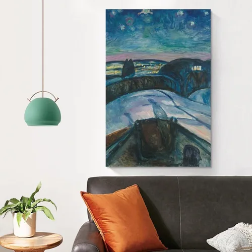 Vista 4 de Devinee Póster de Edvard Munch-La noche estrellada para pared, póster impreso en lienzo para decoración de dormitorio, sala de estar, 08 x 12