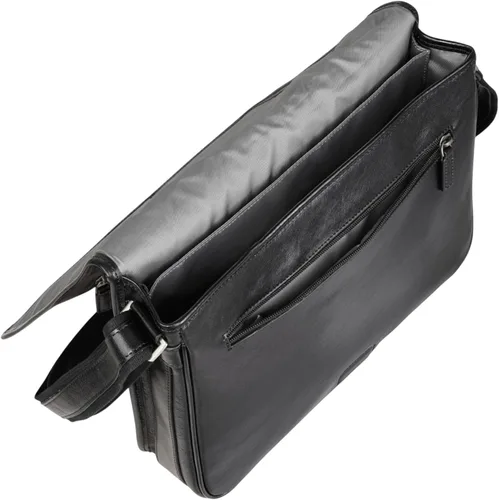Vista 6 de Bolso de mensajero de cuero genuino para hombres - Maletín para portátil de 13 pulgadas - Bolsa de trabajo de viaje de negocios de piel de vaca