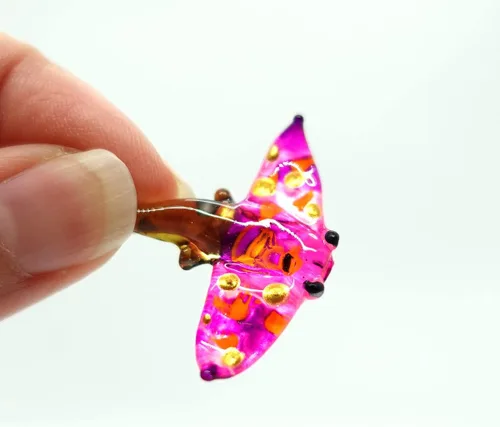 Vista 10 de Manta Ray - Figura pequeña de cristal en miniatura – Animal de vidrio soplado hecho a mano de 1 pulgada – Bonita decoración del océano – Regalo