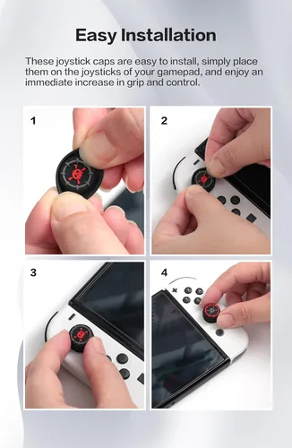 Vista 6 de Tapas de palanca de mando para interruptor, bonitos agarres de pulgar para Nintendo Switch, funda de silicona suave compatible con Nintendo