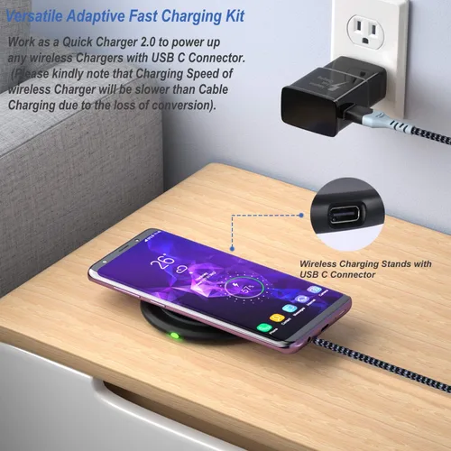 Vista 7 de Eversame - Cargador de pared USB C con cable, bloque de carga rápida tipo C de 10 pies + cable USB C de 6 pies compatible con Samsung Galaxy
