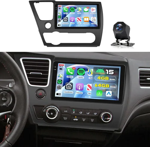 Vista 8 de [2+64 GB] Hikity para Honda Civic 2013-2017 Android estéreo de coche con Apple Carplay Android Auto, pantalla táctil de 9 pulgadas, radio de coche