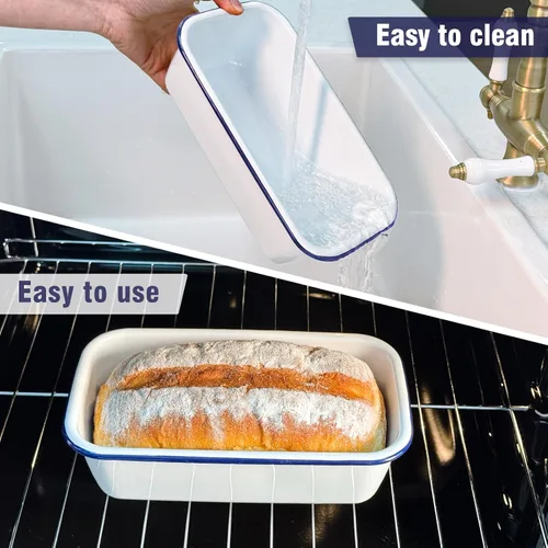 Vista 6 de Webake Sartén esmaltada de 8.5 x 4.5 pulgadas para pan de plátano para hornear, distribución uniforme del calor, sartén antiadherente para pastel