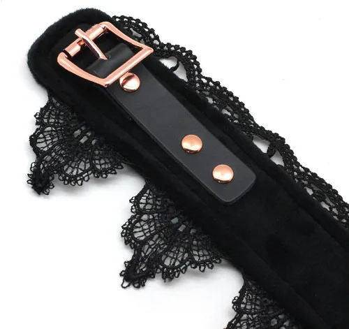 Vista 5 de SMspade Gargantilla de cuero con encaje negro para hombres mujeres y niñas Cuero