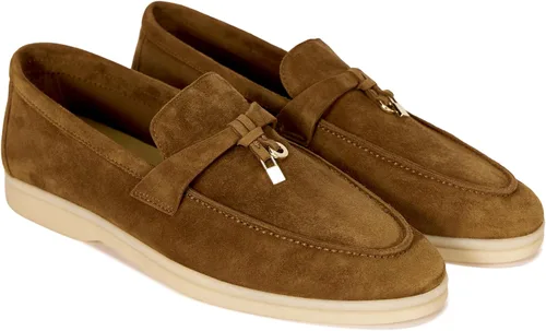 Vista 10 de Mocasines de piel de ante de diseño prémium con dijes de verano para mujer Negro