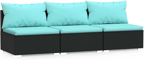 Vista 22 de Patio 3 Seater Sofa with Cushions Brown Poly Rattan Brown and Green
