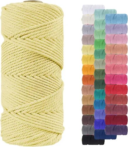 Vista 69 de Cordón de macramé de 0.079 pulgadas, cuerda de algodón natural de 109 yardas, hilo de cuerda de macramé para manualidades, ganchos de pared