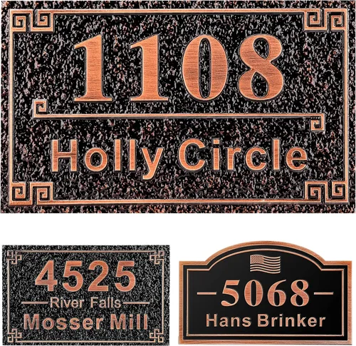 Vista 15 de Letrero de dirección fundido personalizado con número de casa, placa de dirección de casa de 12 pulgadas, letrero de número de Steet House