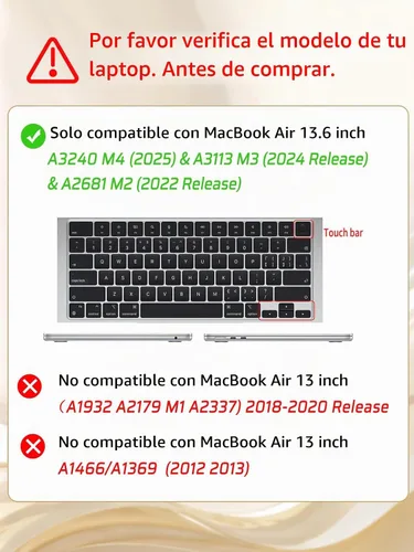 Vista 3 de Seorsok Funda compatible con MacBook Air de 13.6 pulgadas M5 M4 M3 M2 2026 2025-2022 Release A3449 A3240 A2681 A3113, elegante funda rígida de Beige