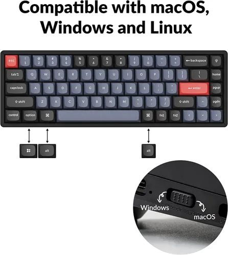 Vista 9 de Keychron K6 Pro QMKVIA Teclado mecánico inalámbrico, marco de aluminio intercambiable en caliente, teclado programable personalizado