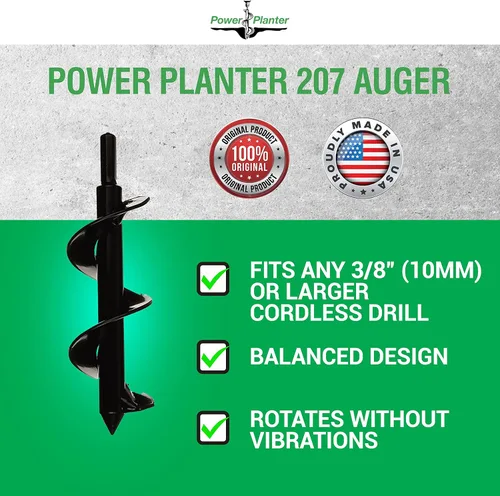 Vista 7 de Power Planter Broca de taladro de jardín de longitud extendida, 3 x 24 pulgadas con unidad hexagonal antideslizante de 1/2 pulgada Herramienta