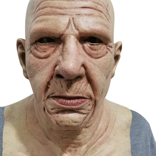 Vista 7 de EAGSTRIKY Máscara de anciano realista de látex aterrador, máscara de anciano de cabeza completa, máscara humana para fiesta y cosplay para adultos