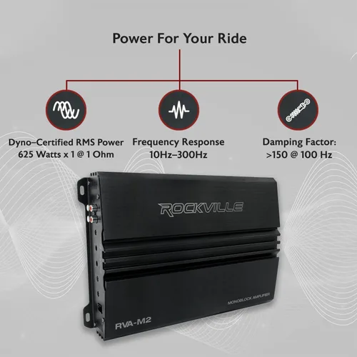Vista 2 de Rockville RVA-M2 Amplificador de 2500 W pico/625 W CEA RMS