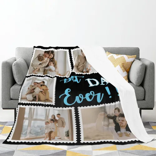 Vista 2 de Manta personalizada con texto fotográfico, manta de imagen personalizada para bebé, madre, padre, adultos, amigos, amantes, regalo personalizado