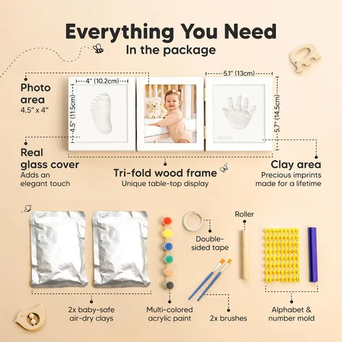 Vista 2 de KeaBabies Regalos de baby shower para niños y niñas, kit de huellas y manos para bebés, kit de huellas de manos para recién nacidos, marco de fotos