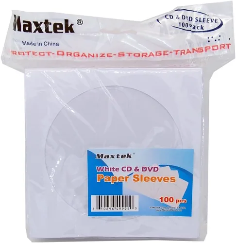 Vista 3 de Maxtek - Paquete de 100 fundas de papel blanco grueso de primera calidad para CD y DVD con ventana recortada y solapa, 3.53 oz