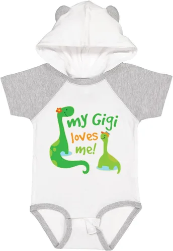Vista 7 de inktastic My Gigi Loves Me Grandson - Body de dinosaurio para bebé 0020 Blanco