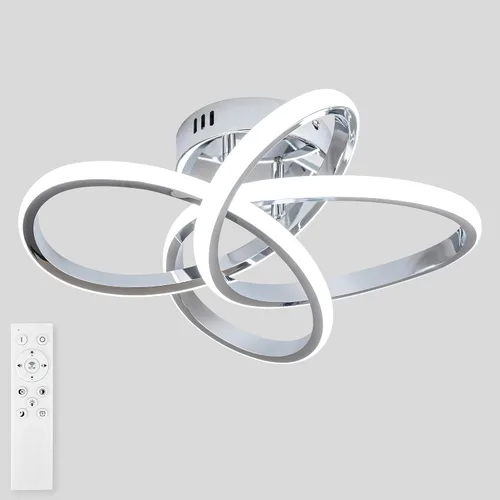 Vista 14 de Lámpara de techo moderna, lámpara de techo regulable LED de 36 W con control remoto, cambio de temperatura de color, pequeña lámpara de araña dorada